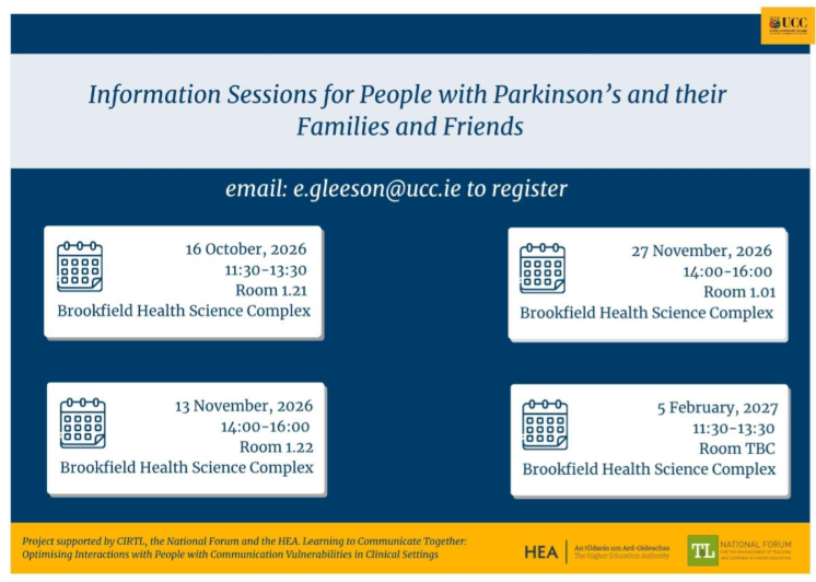 UCC Information Sessions for People with Parkinson's